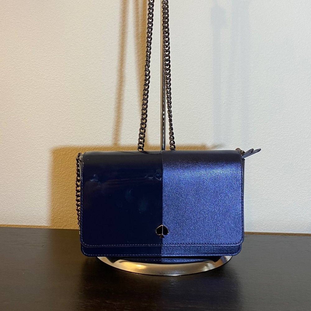 Kate Spade nicola bicolor metallic chain crossbody